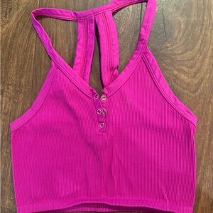 Free People Movement Women's Pink Ribbed Crop Top